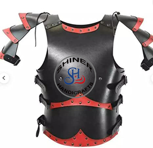 เสื้อเกราะยุคกลาง,เสื้อแจ็กเก็ตหนังแบบเทมพลาร์อัศวินพร้อมชุดเกราะชุดหนังสะพายไหล่สีดำ - Product Image 5