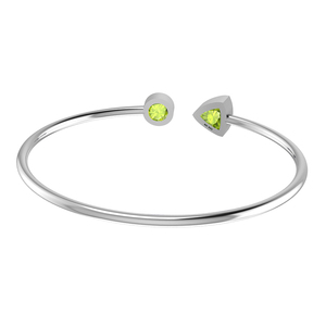 Bracelet en argent sterling 925 avec pierre précieuse péridot, coupe ronde et trillion, serti en bélière, tendance unisexe, finition haut de gamme - Product Image 3