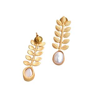 Pendientes de Latón de Moda al por Mayor, Perla Genuina, Cristal Curativo, Chapado en Oro de Alto Pulido, Hipoalergénicos, Seguros de Usar, Venta al por Mayor - Product Image 3