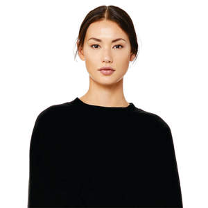 Bound Neck 52% Airlume Combed and Ring Spun Cotton 48% Poly <b>Fleece</b> <b>Black</b> <b>Womens</b> Raglan Sleeve Pullover <b>Fleece</b> Crop Sweater - Product Image 4