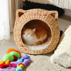 Lit pour chien élégant avec coussin de couchage Jacinthe d'eau naturelle Lit pour animal de compagnie Intérieur Chat Maison fait à la main et OEM au Vietnam - Product Image 6