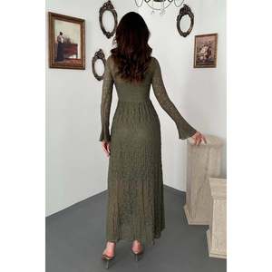Robe en dentelle à manches longues doublée kaki - Kaki - Product Image 5