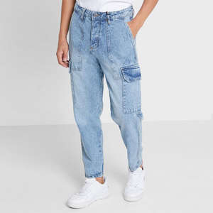 กางเกงยีนส์ทรงตรงขาตรงสไตล์คาร์โก้ลำลองมีกระเป๋าหลายกระเป๋าขนาดใหญ่พิเศษของผู้ชาย - Product Image 1