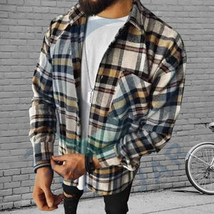 Camisa de franela informal ligera de material de algodón para hombre con estampado de logotipo personalizado - Product Image 3