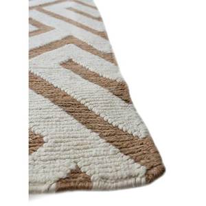 พรมขนสัตว์ถักมือสีน้ำตาลเบจลายเรขาคณิตสำหรับตกแต่งห้องนั่งเล่น พรมปูพื้นทรงสี่เหลี่ยมผืนผ้าขนาดใหญ่ หนา 10 มม. รุ่น PKJW-12 - Product Image 4