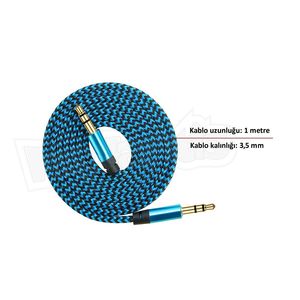 Câble audio stéréo Diwu 1M en cuivre pur tressé 3,5 mm mâle-mâle pour haut-parleur audio professionnel, guitare et radio - Bleu - Product Image 3