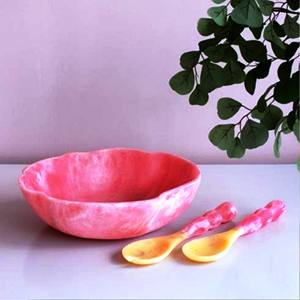 Tazón para Servir de Resina Pulida Hecho a Mano en Verde y Negro, Apto para Lavavajillas, Ecológico, Utensilios de Cocina de Origen Indio, Arte Moderno para Fiestas - Product Image 5