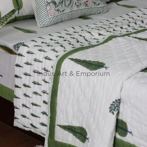 Hermoso edredón indio hecho a mano Jaipuri bloque de mano impreso Reversible Razai algodón gasa edredón hecho a mano - Product Image 3