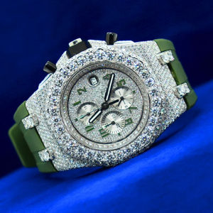 Magnifique montre mécanique à mouvement automatique en acier inoxydable avec détails en moissanite glacée offrant une qualité supérieure et un style tendance - Product Image 2