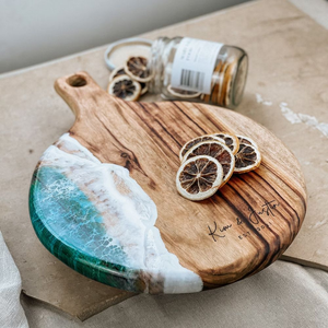 Planche à découper en bois et résine de qualité supérieure, fabriquée à la main, en bois massif et résine époxy, bloc de boucher pour la viande, les légumes, le pain - Product Image 6