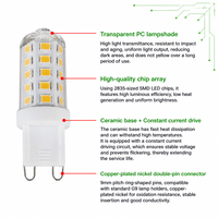 Ampoule LED G9 sans scintillement, CRI élevé, 3W, 350LM, AC220-240V, pour éclairage suspendu et luminaires de plafond intérieurs domestiques