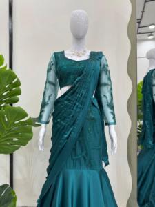 Sari Lehenga de satén listo para usar Premier, llave en mano, moda étnica de lujo para minoristas exclusivos al por mayor y barato - Product Image 5