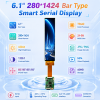 Pantalla TFT IPS de 6.1 Pulgadas, 280x1424, 3.3V TTL, Tipo Barra, Serial UART, con GUI Integrada para Uso Industrial y Electrónico