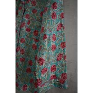 ชุดนอนผ้าฝ้ายพิมพ์ลายดอกไม้สำหรับฤดูร้อนสำหรับผู้หญิง เนื้อผ้านุ่ม ระบายอากาศได้ดี แห้งเร็ว ชุดนอนขายาว - Product Image 4