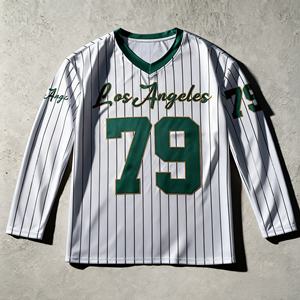 Camiseta Americana de Primavera, Otoño e Invierno, Estilo Y2K Retro, de Béisbol, Urbana, Moderna, para Hombre, Delgada, Talla Grande, Manga Larga, para Usar Sola - Product Image 5