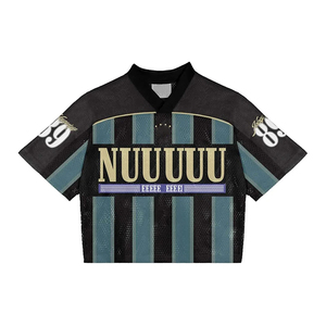 เสื้อยืดผู้ชายสไตล์วินเทจแนวสตรีทแวร์ย้อนยุคอเมริกันพร้อมเบสบอลคลาสสิกผ้าตาข่าย - Product Image 5