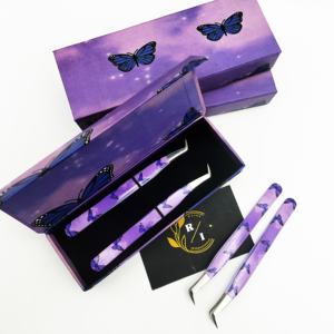 Pincettes à cils écologiques avec boîte personnalisée Logo en acier inoxydable Long Isolation Slim Boot Volume Strong Grip Tip Dernières tendances - Product Image 3