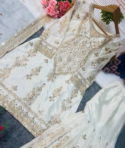 PARTY WEAR <b>TOP</b> AND SARARA WITH FANCY DUPPATA - Product Image 2