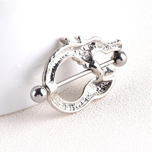 Wholesale14G Acero inoxidable dragón boca pezón Shieldd anillos Unisex Vintage encanto pezón anillos Piercing joyería para Mujeres Hombres - Product Image 4
