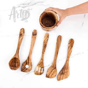 ชุดอุปกรณ์ครัวทำมือจากไม้มะกอกคุณภาพพรีเมียม 6 ชิ้น เป็นมิตรกับสิ่งแวดล้อม ยี่ห้อ ArtisRAw สินค้าขายดี รวมถึงช้อนไม้และตะหลิว - Product Image 4