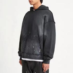 Vêtements de rue personnalisés Sun Faded Distressed Raw Hem Hoodies Vintage acid stone washing Sweat à capuche pour hommes 400 GSM Vente en gros Fabricant - Product Image 3