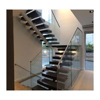 Ace Escalier intérieur droit avec poutre en acier Escalier flottant mono stringer personnalisé avec garde-corps