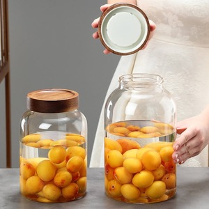 JM <strong>Large</strong> 1 Gallon Glass <strong>Jar</strong> with Wooden Airtight Lid Set of 2 for Flour Spaghetti PastaPowder Tea Coffee - Product Image 6