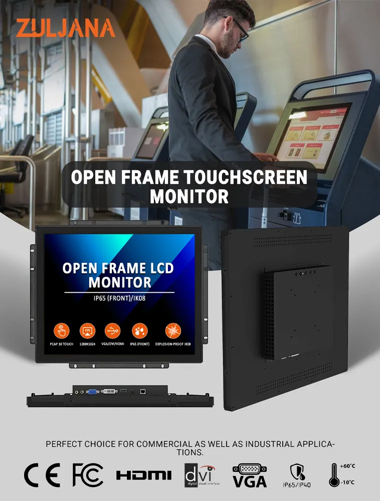 Monitor Touch Screen capacitivo Open Frame LCD con schermo IP65 frontale impermeabile PCAP 10 punti Multitouch Screen