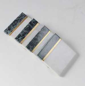 Ensemble de sous-verres en céramique de bois de marbre de luxe Offre Spéciale tapis en pierre de haute qualité avec gravure en laiton gravée personnalisée pour les boissons de mariage - Product Image 4