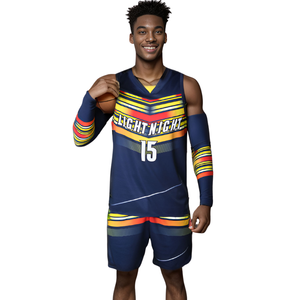 Prix de gros Tissu en maille 100% polyester à séchage rapide Imprimé par transfert thermique Uniforme de basket-ball avec nom/nombre personnalisé - Product Image 1