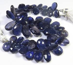 Cuentas de piedras preciosas de pera facetadas de iolita azul, 7 hebras, 9-17mm, cuentas de cordierita azul Natural para creaciones de joyería - Product Image 5