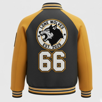 Blouson universitaire vintage pour homme, manches en cuir, broderie chenille, design avant, style streetwear, col en V – Nouvelle collection très prisée