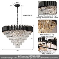 Lustre suspendu de luxe rond ovale pour villa et hôtel, en cristal moderne Asfour