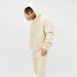 เสื้อมีฮู้ดแบบสวมหัวมีฮู้ดสำหรับผู้ชายเสื้อมีฮู้ดลาย100% โอเวอร์ไซส์ทำจากผ้าฝ้ายบุขนแกะไซส์ใหญ่พิเศษกระเป๋าสะพายไหล่มีน้ำหนัก - Product Image 5