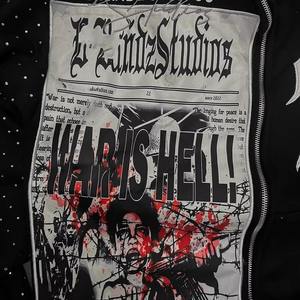 Sweat à capuche zippé noir 100% coton sur mesure avec logo personnalisé strass délavés à l'acide 450 GSM coupe surdimensionnée - Product Image 6