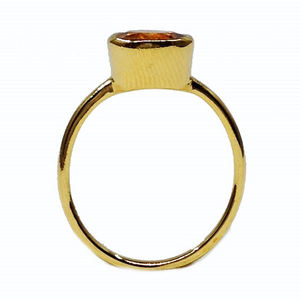 Elegant Simple Unisex 925 Sterling Silver Ring Gold Plated with Classic <b>Citrine</b> Gemstone for Daily Wear Weddings Gifts Parties - Product Image 5