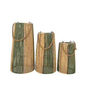 Handicraft Vintage Wicker Bamboo Hanging Lanterns Floor Lamp Covers and Candle Holders Vietnam Decor for Living Room Home Decor