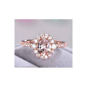 แหวนทองคำแท้18kt แหวนอัญมณีมอร์กาไนต์สีชมพูธรรมชาติหรูหราดีไซน์ใหม่สีทองแท้แหวนเครื่องประดับเพชรแท้ - Product Image 2