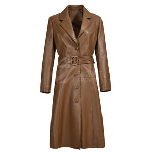 2025 nuevo abrigo de cuero personalizado para mujer abrigo largo de invierno de alta calidad abrigo de cuero ligero en precio al por mayor - Product Image 1