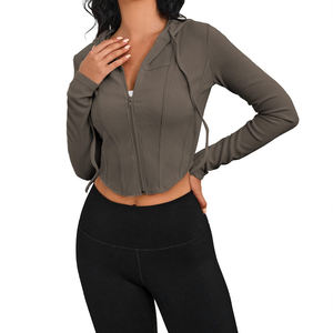 2024 nouvelle mode hiver à manches longues imprimer haute stretch court vêtements de rue brodé haut court femmes à capuche - Product Image 2