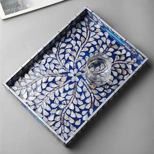 Bandeja de nácar rectangular, superventas, bandejas para fregona, patrón de concha de Capiz, servicio al por mayor - Product Image 1