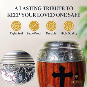 Handcrafted Aluminum Cremation <b>Urn</b> Cross Cremation <b>Urns</b> with Meena Coating Leak-Proof Design Keepsake (3 Cu) & <b>Large</b> 220 Cu - Product Image 5