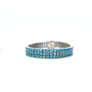 Pulsera de Plata de Ley 925 con Topacio Azul Claro para Mujer, Estilo Clásico Hecho a Mano, Regalo para Bodas y Fiestas, Producto al por Mayor - Product Image 4