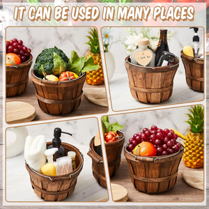 ตะกร้าบุชเชลทรงกลมทำจากไม้ธรรมชาติสไตล์เรียบง่ายพร้อมที่จับสำหรับงานปาร์ตี้ในสวนงานฟาร์มจัดแสดงสินค้าจากเวียดนาม - Product Image 6