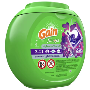 Original Gain Flings Liquid Washing <b>Detergent</b> Odor-Defense + Color Guard Moonlight-Breeze 42 Count Available - Product Image 1