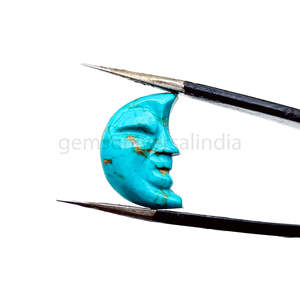 Piedra turquesa de cobre elegante con Forma de cara de Luna, piedra preciosa tallada con pieza lisa hecha a mano para decoración de joyería, regalo, uso artesanal - Product Image 3