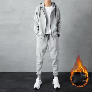 OEM custom logo embroidery printed design <b>mens</b> Autumn/Winter Loose Fit Plus Size Hooded Sweatshirt sets - Product Image 5