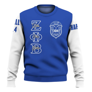Sudadera Azul con Cuello Redondo de la Hermandad Zeta Phi Beta para Mujer, Bordado con Letras Griegas, Prenda de 1920 - Product Image 1