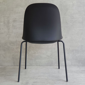 Stackable Minimalist <b>Dining</b> <b>Chair</b> with Molded Plastic Back and Iron Legs - Product Image 5