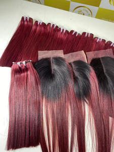 Surbrillance vietnamienne ombre gris racine foncée Personnaliser BoneStraight Machine Double Trame 100% Extensions de Cheveux Humains Vierges Remy - Product Image 5